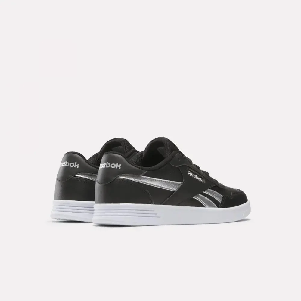 REEBOK WOMEN'S COURT ADVANCE SNEAKER, BLACK/BLACK/SILVER, SIZE 5.5